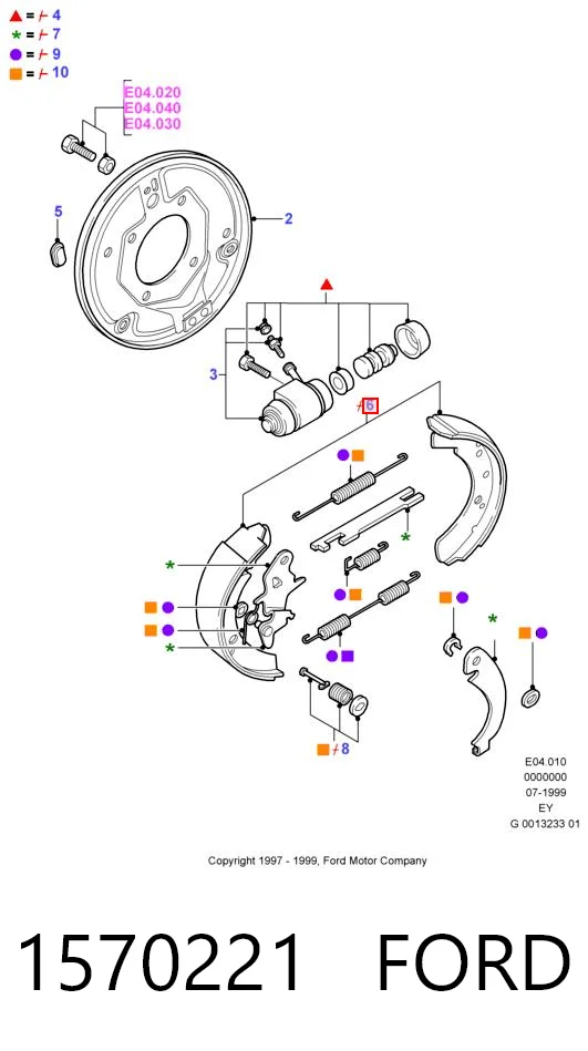 1570221 Ford Zapatas de freno de tambor traseras