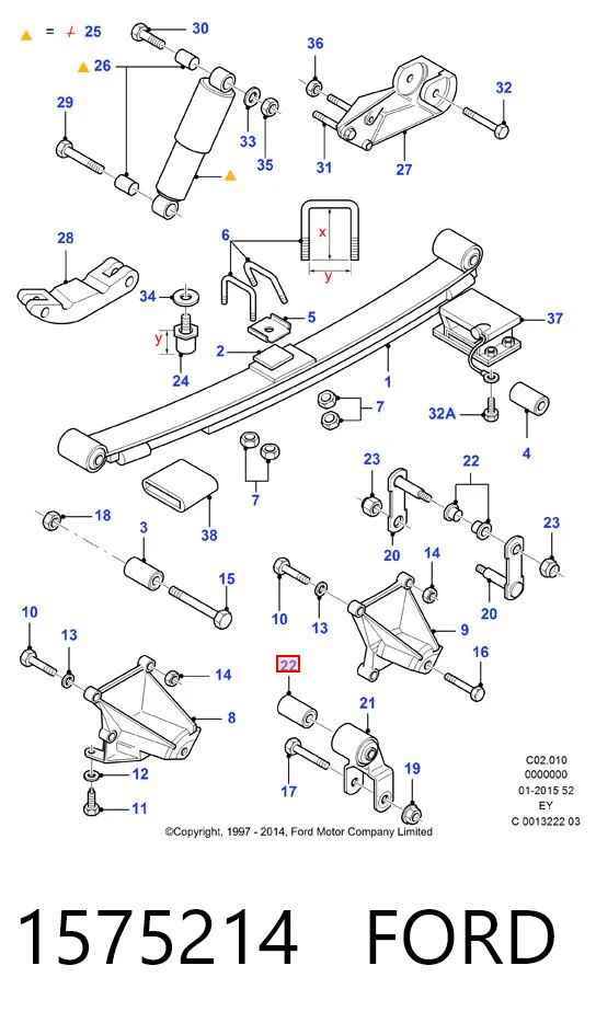 1575214 Ford Buje de la bisagra del resorte de láminas