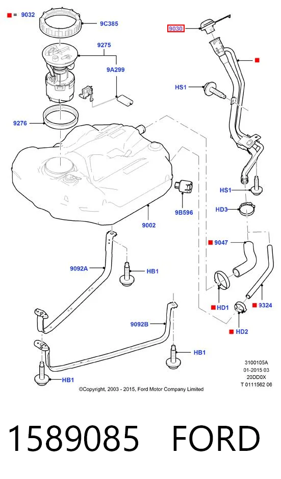1589085 Ford Tapa tanque combustible