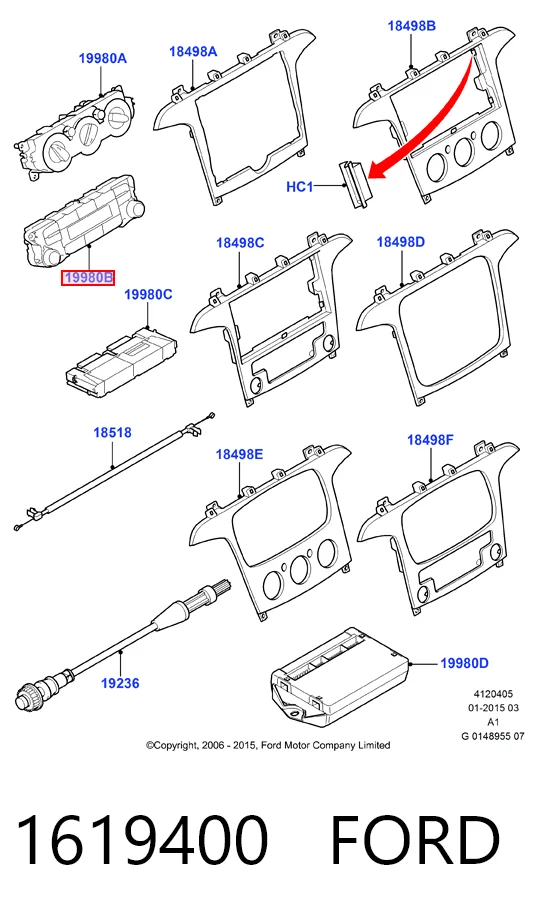Elemento de control aire acondicionado Ford Galaxy II CA1
