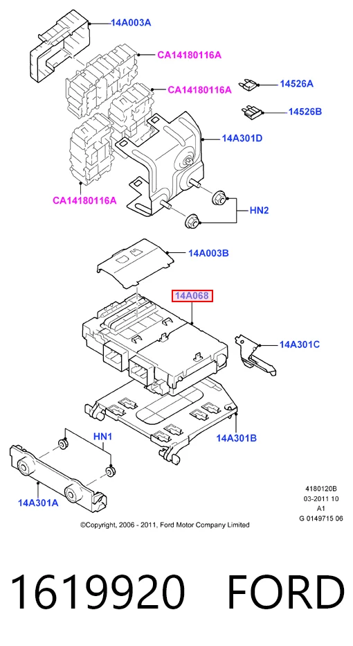 Caja de relés y fusibles Ford Mondeo IV (2007-2014)