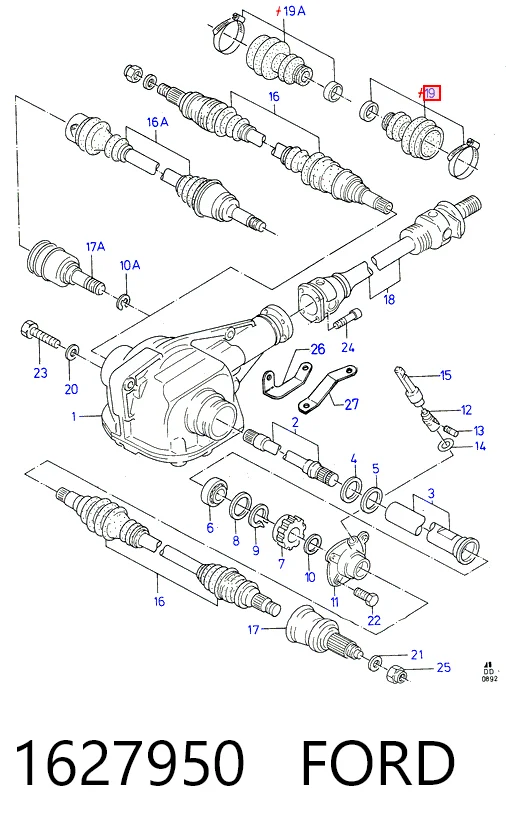 Fuelle, semieje delantero interior Ford Sierra  (GBG, GB4)