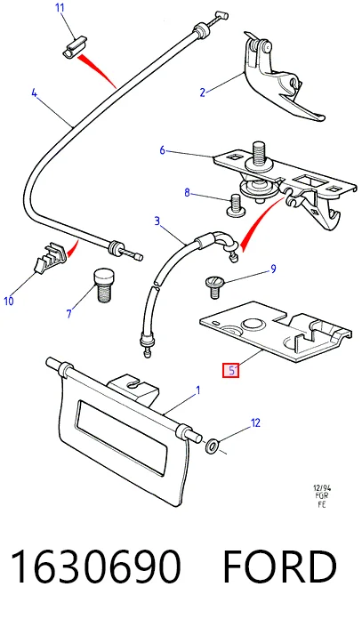Cerradura de capó para Ford Transit E