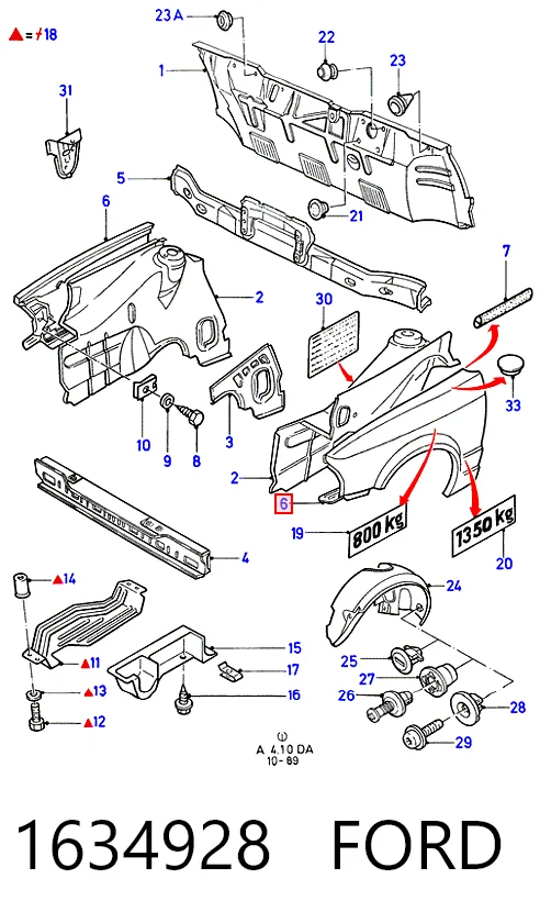 Aleta delantera derecha Ford Escort IV (ALF)