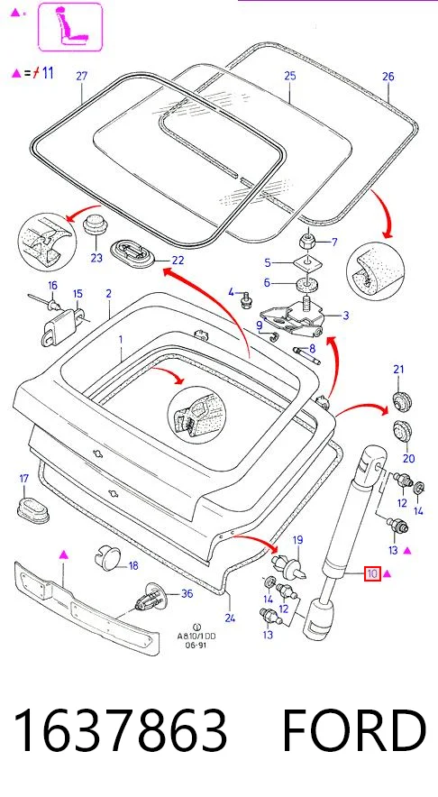 Comprar Amortiguador de la tapa del maletero Ford Sierra  GBG, GB4 a bajo precio