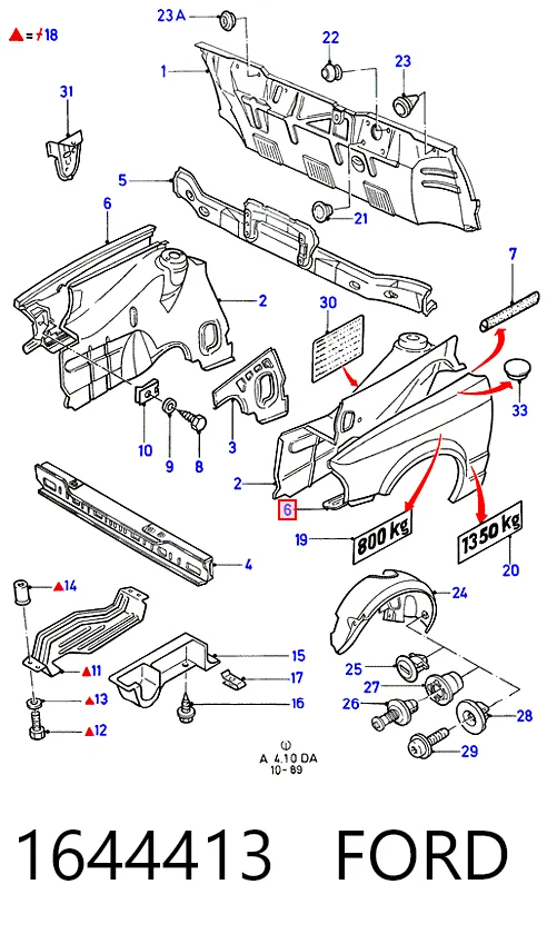 Guardabarros delanteros derecho Ford Escort IV descapotable (ALF) (1986 - 1990) precio, desde 106,63 EUR