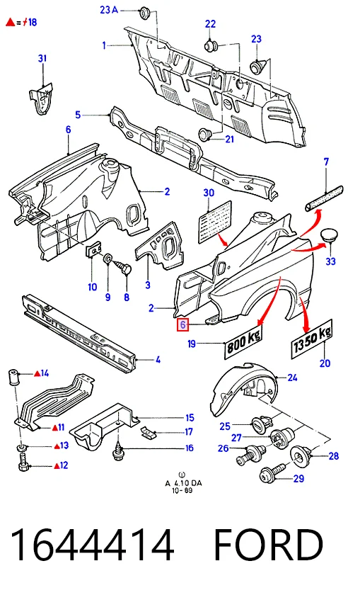 Aleta delantera izquierda Ford Escort IV hatchback (GAF, AWF, ABFT) (1985 - 1990) precio, desde 69,24 EUR
