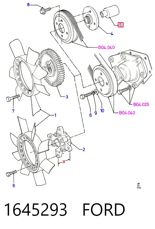 1645293 Ford Soporte del acoplamiento viscoso del sistema de refrigeración