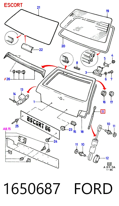 Comprar Amortiguador de la tapa del maletero Ford Escort III AWA a bajo precio