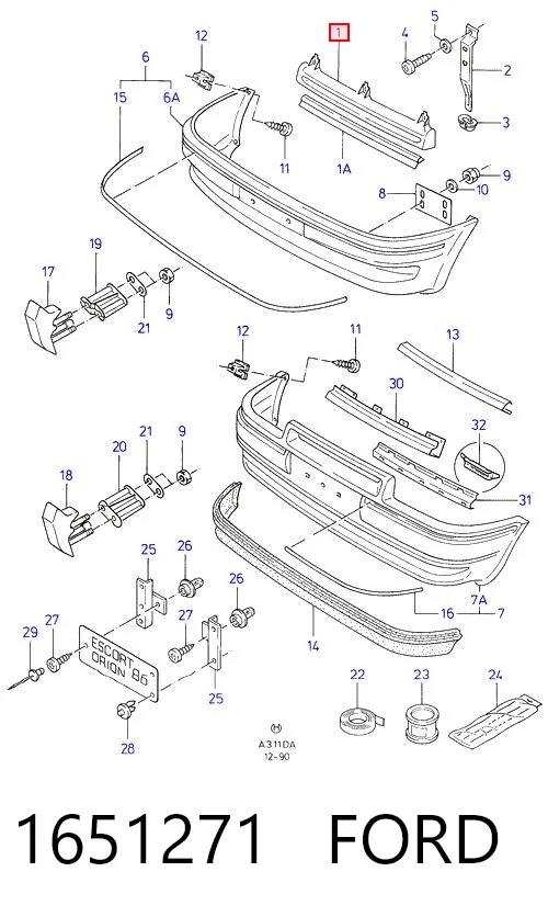 Parrilla para Ford Orion AFF