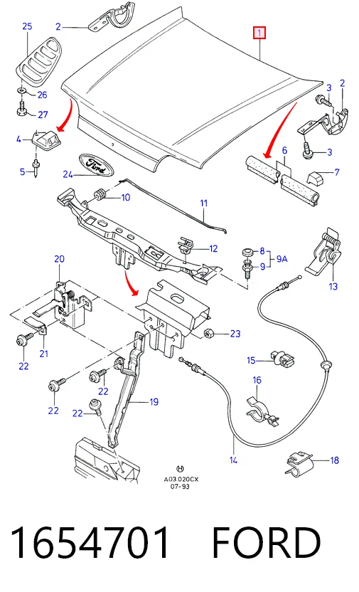 Capó delantero para Ford Fiesta Mk3 GFJ
