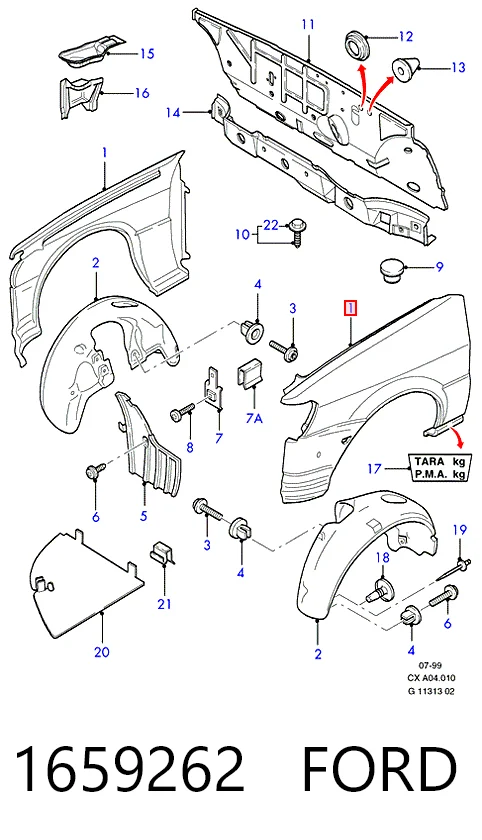 Guardabarros delanteros derecho Ford Fiesta COURIER furgoneta (F3L, F5L) (1991 - 1996) precio, desde 66,07 EUR