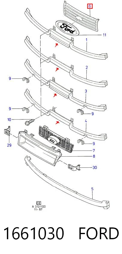Calandra para Ford Sierra II GBC,GBG