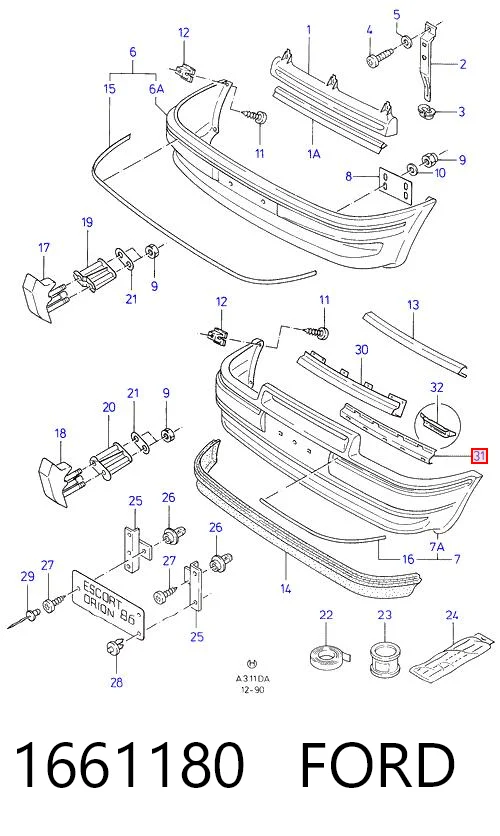 Comprar Parrilla del radiador Ford Escort IV GAF, AWF, ABFT a bajo precio