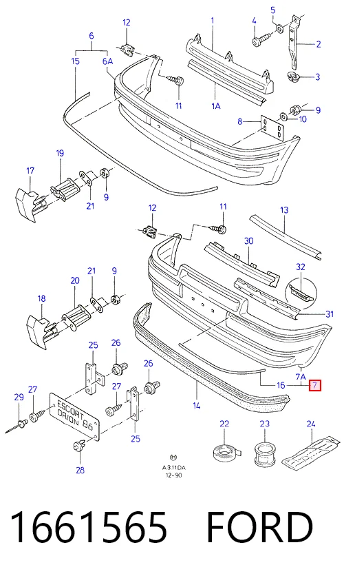 Paragolpes delantero para Ford Escort IV GAF, AWF, ABFT