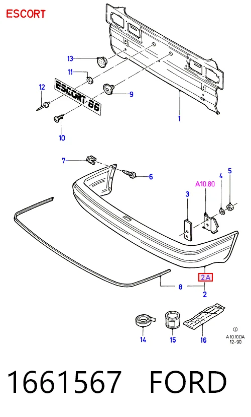 Defensa trasero para Ford Escort IV GAF, AWF, ABFT