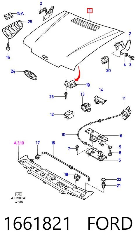 Capó del motor Ford Orion II sedán (AFF) (1985 - 1990) precio, desde 182,29 EUR