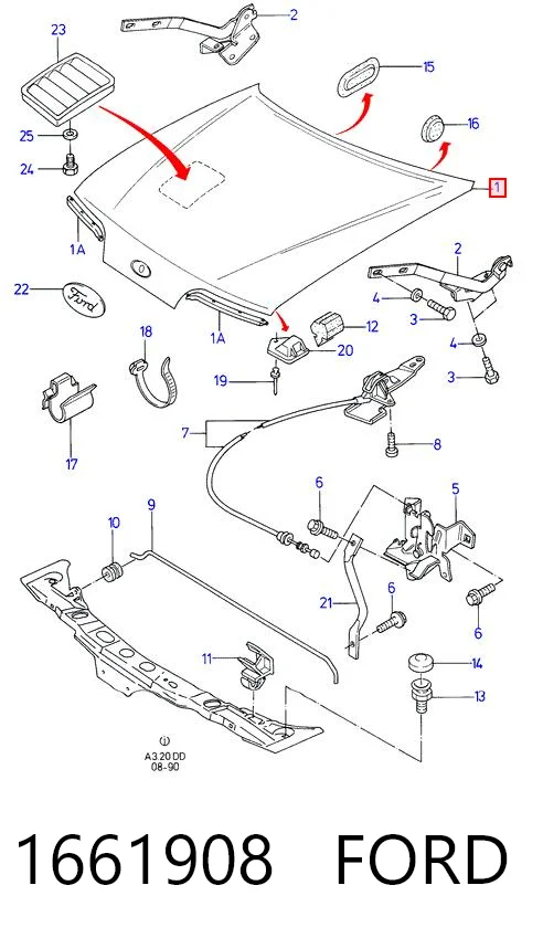 Capó delantero para Ford Sierra II GBC,GBG