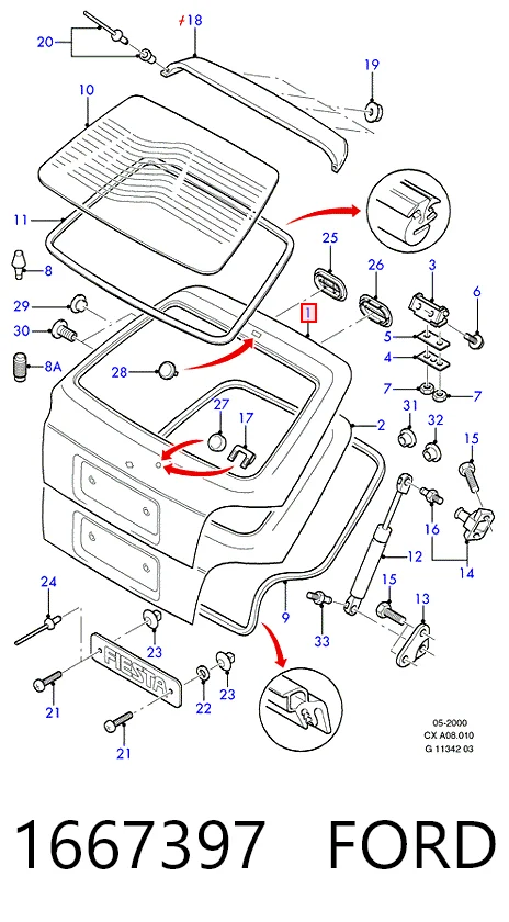 Porton trasero para Ford Fiesta Mk3 GFJ