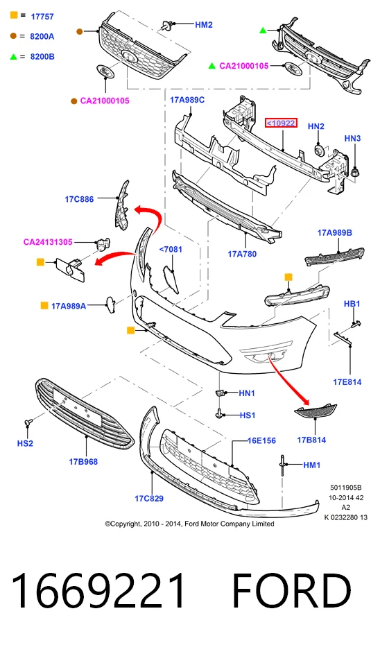 Refuerzo paragolpes delantero Ford Mondeo IV
