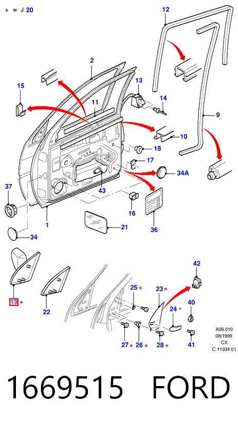 Espejo izquierdo Ford Fiesta Mk3 hatchback (GFJ) (1989 - 1995) precio, desde 18,90 EUR