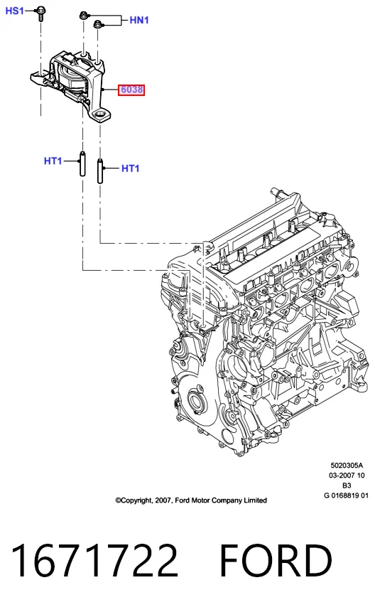 1671722 Ford Soporte de motor derecho