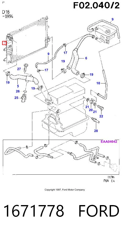 Radiador de água para Ford Escort V (GAL)