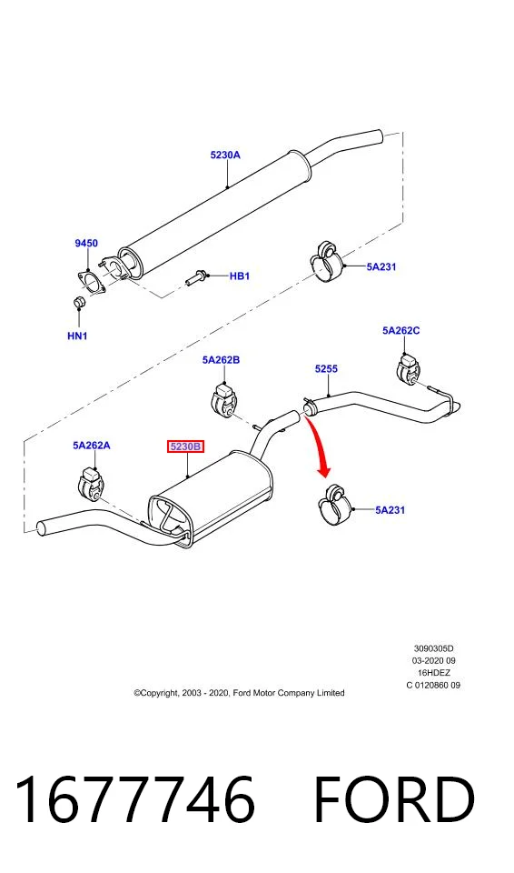 1677746 Ford Silenciador central