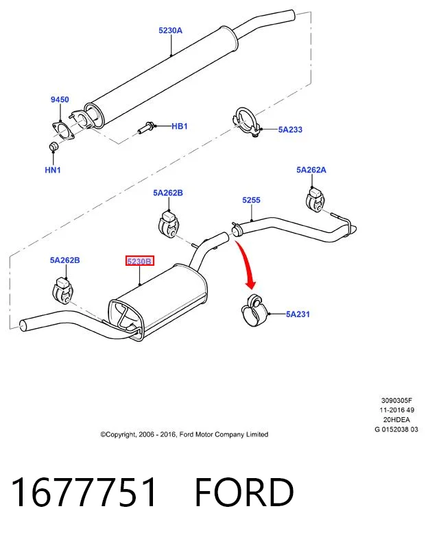 1677751 Ford Silenciador trasero