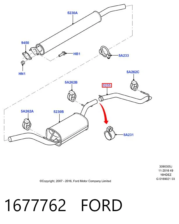 1677762 Ford Silenciador trasero