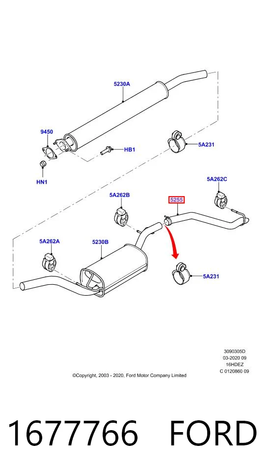 1677766 Ford Silenciador trasero