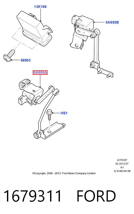 1679311 Ford Sensor de nivel de carrocería delantero