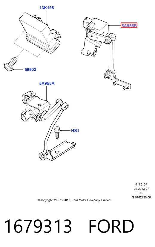 1679313 Ford Sensor de nivel de carrocería trasero izquierdo