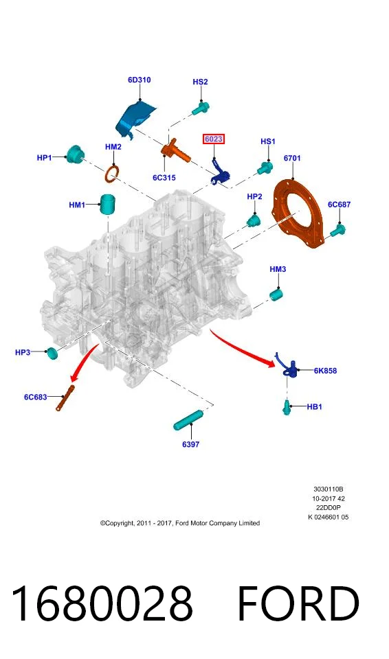 1680028 Ford Soporte del sensor de posición del cigüeñal