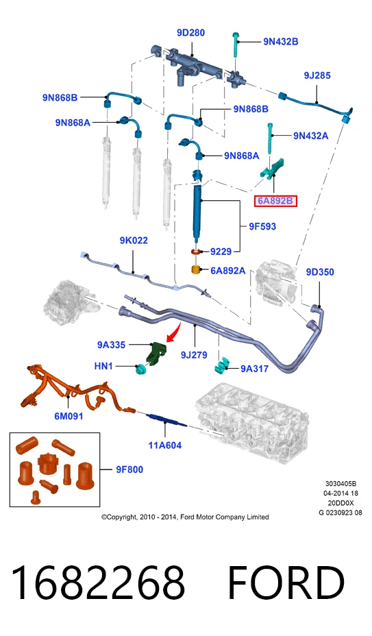 Soporte del inyector 1682268 FORD