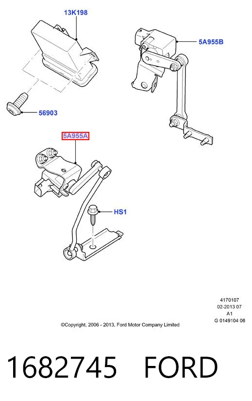 Sensor de nivel de carrocería delantero 1682745 FORD