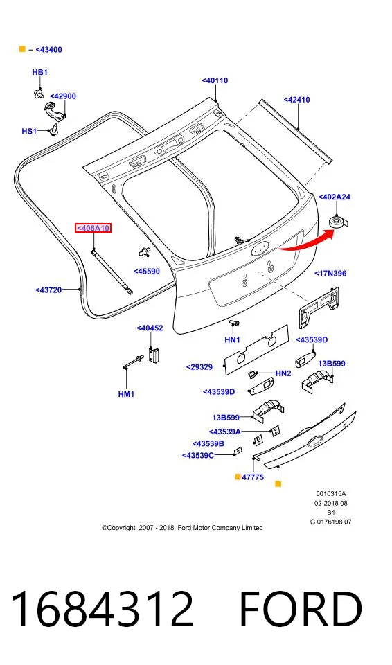 Amortiguador maletero para Ford Focus DA, HCP, DP