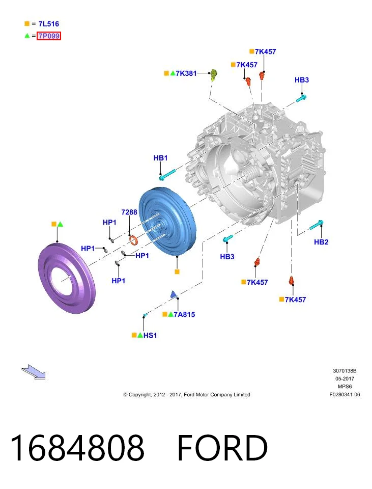 1684808 Ford Cubierta protectora del convertidor de par