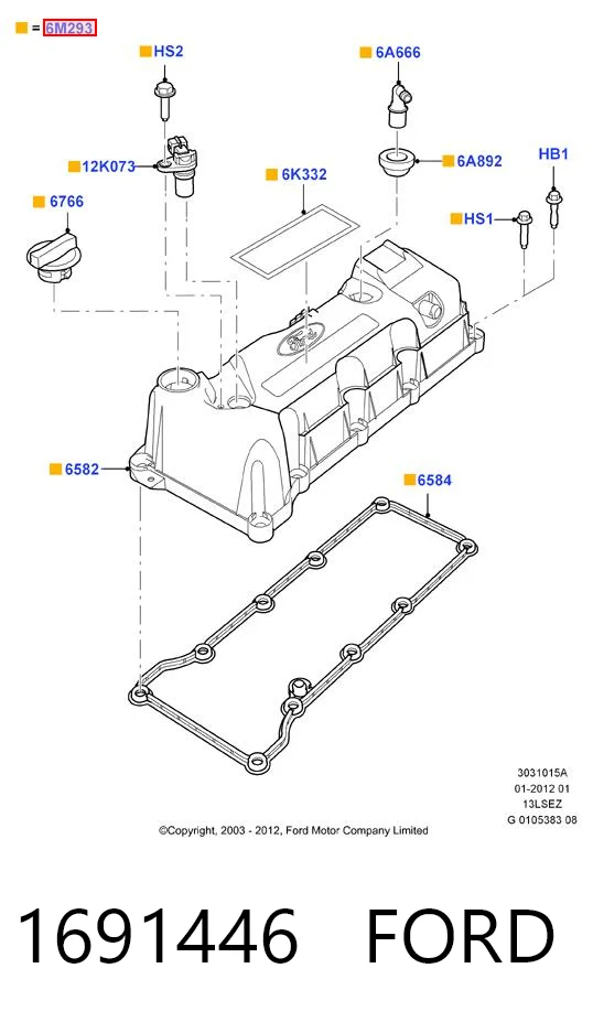 1691446 Ford Tapa de culata
