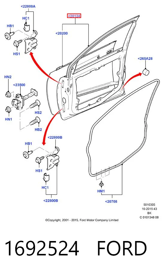 Puerta delantera para Ford Fiesta Mk5 JH, JD