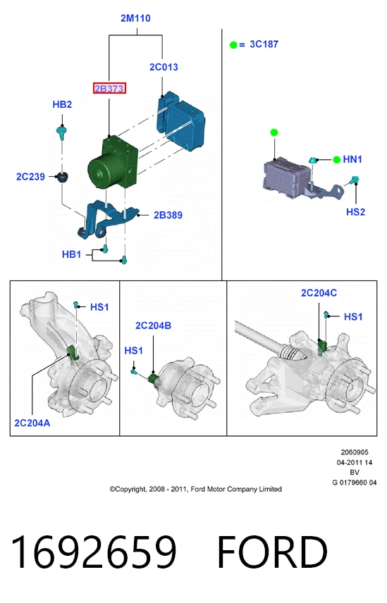 Módulo hidráulico de ABS 1692659 FORD