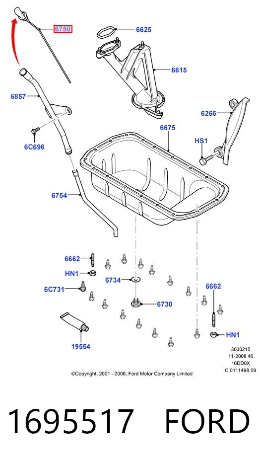 1695517 Ford Medidor de aceite