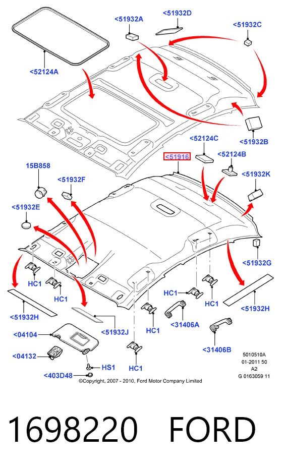 Techo interior para Ford Mondeo CA2