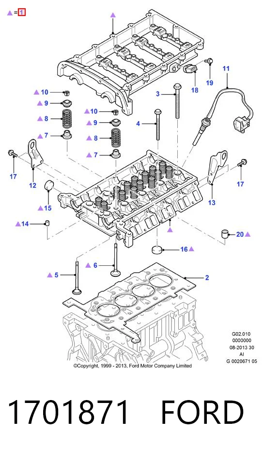 1701871 Ford Cabeza del motor