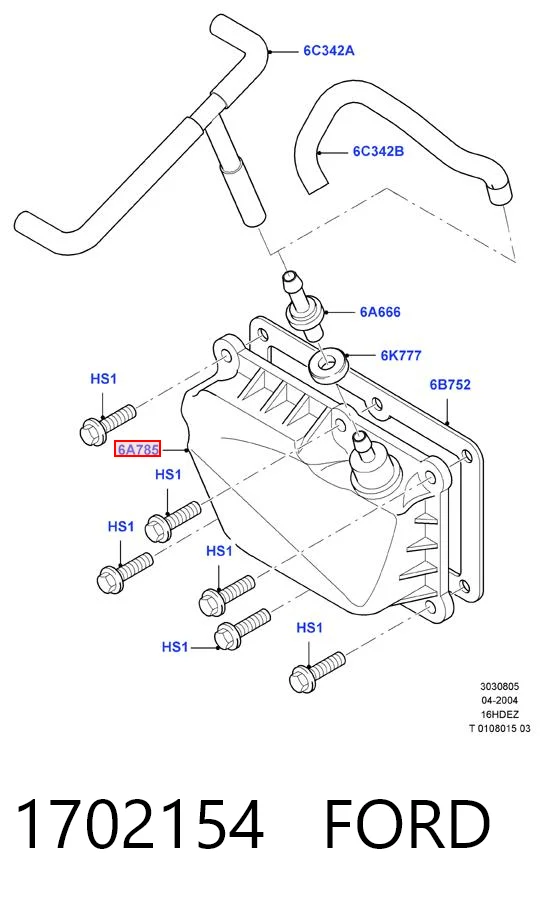 Separador de aceite del sistema de ventilación del cárter 1702154 FORD