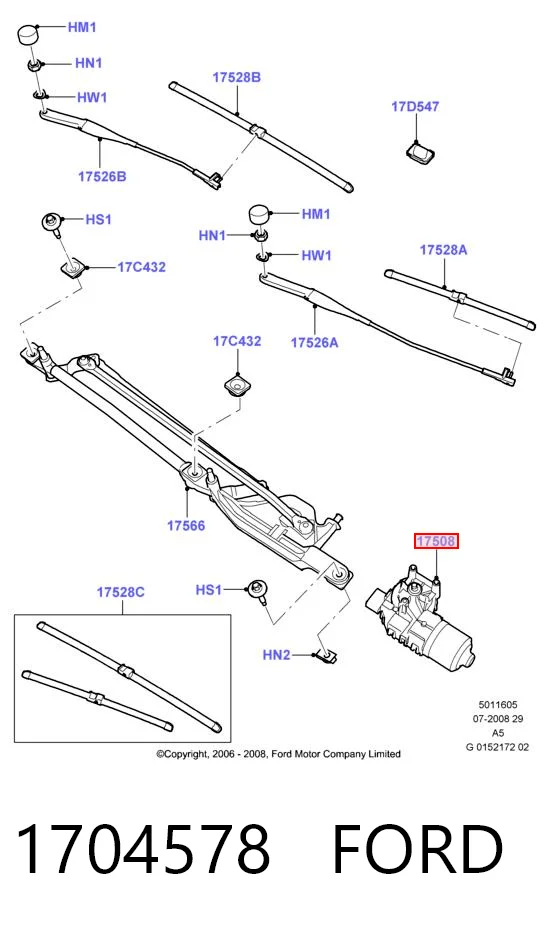 1704578 Ford Motor del limpiaparabrisas