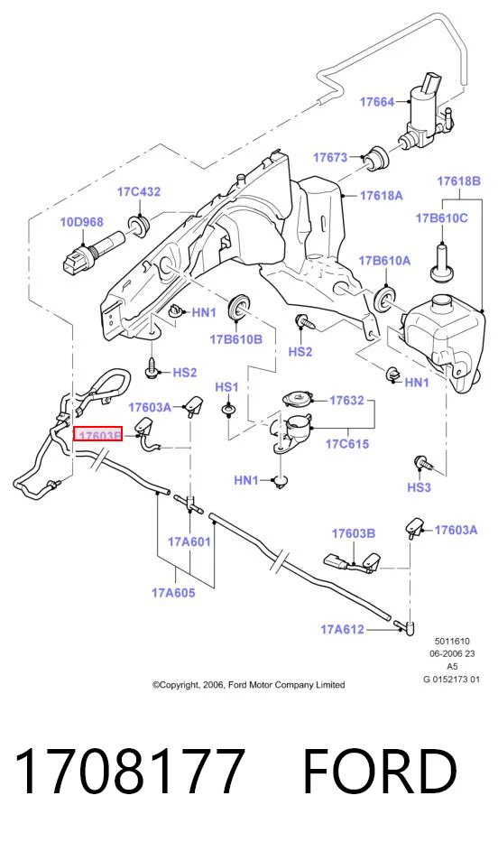 1708177 Ford Boquilla del lavaparabrisas