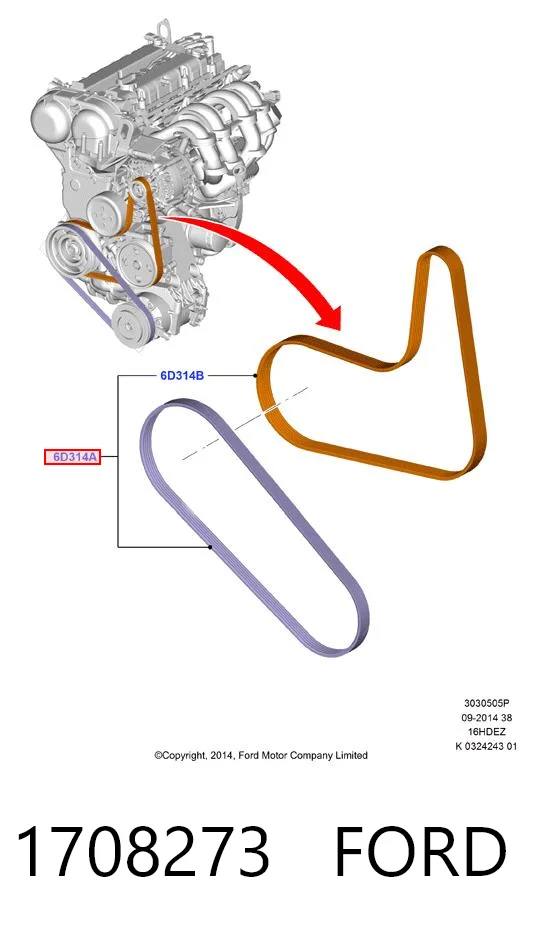 1708273 Ford Correa de transmisión, completo