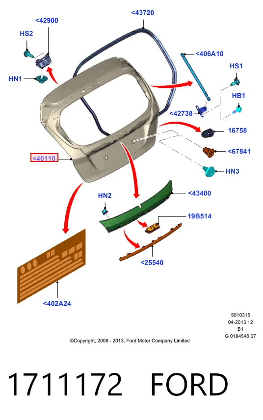 Puerta de maletero Ford Fiesta Mk6