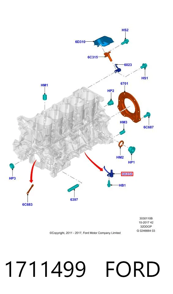 1711499 Ford Tobera de aceite